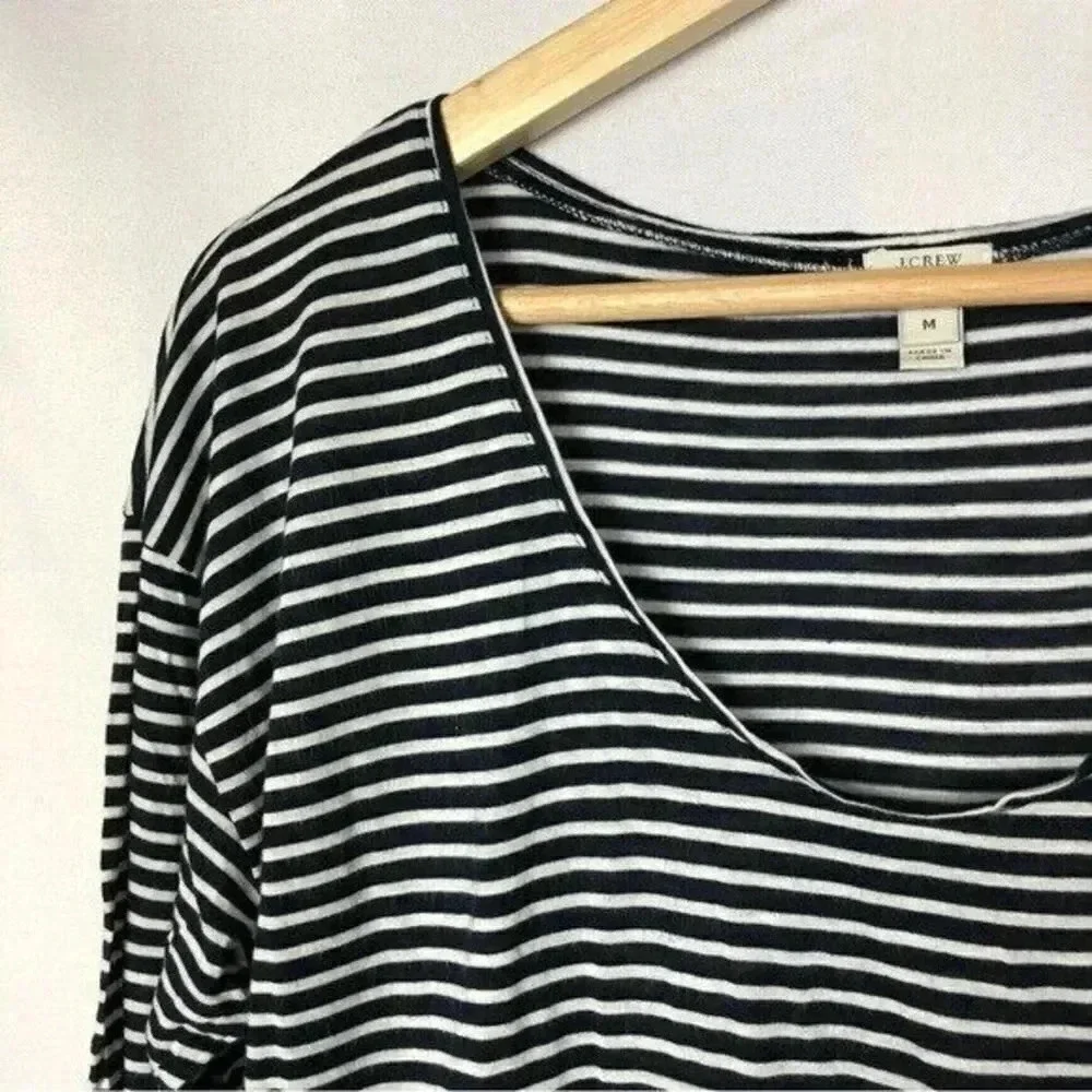 J. Crew Black & White Stripe Scoop Neck Long Sleeve T-Shirt M